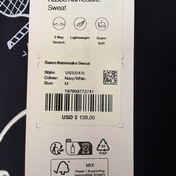 NWT Rasco Varley Court Club Navy Blue Sweatshirt Size Medium - Picture 9 of 14